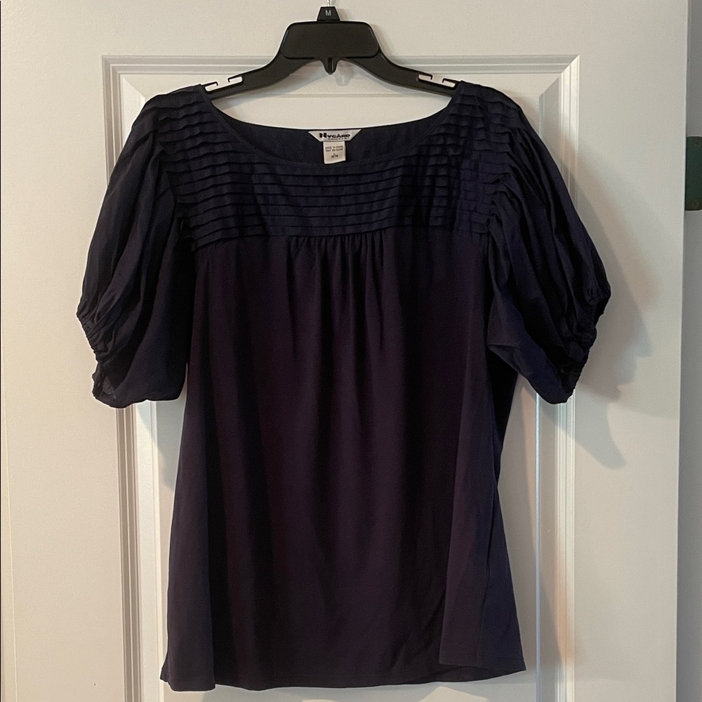 Nygard Dark Blue Blouse with Pleated Design